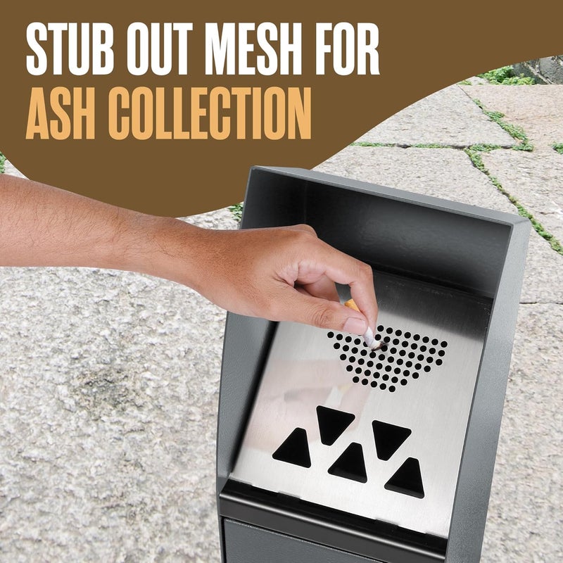 Houseables Cigarette Butt Disposal Outdoor, Cigarette Disposal Outdoor, Standing Ashtray, Butt Can For Outside, Commercial Smoking Receptacles, Smokers Outpost, Outside Ashtrays, Receptacle Bin, Lock - Image 3